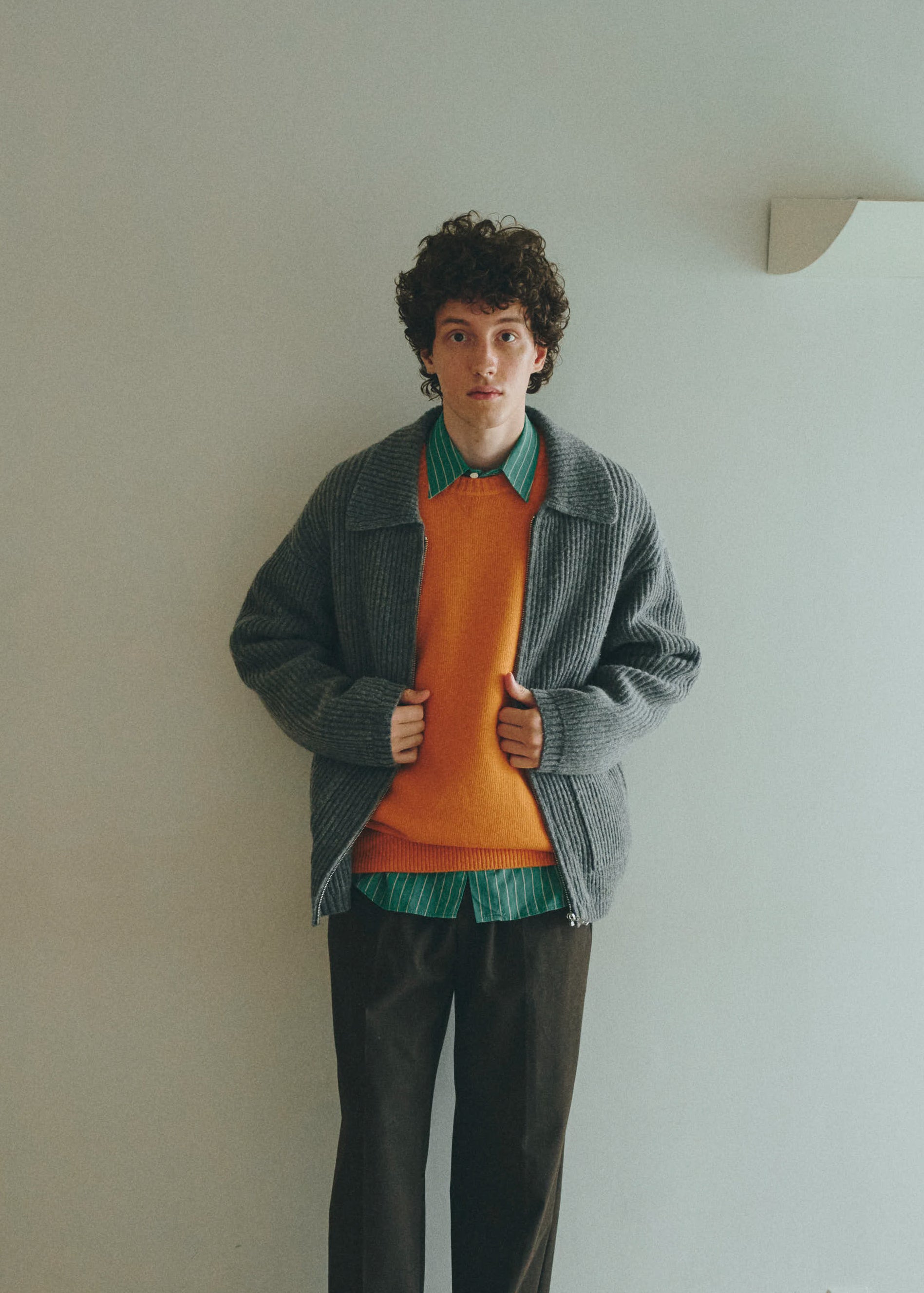 コロ　RYETENDER JAROME JACKETカウチン　ニット RYE TENDER｜フルジップ ブルゾン ウール ニットジャケット JEROME